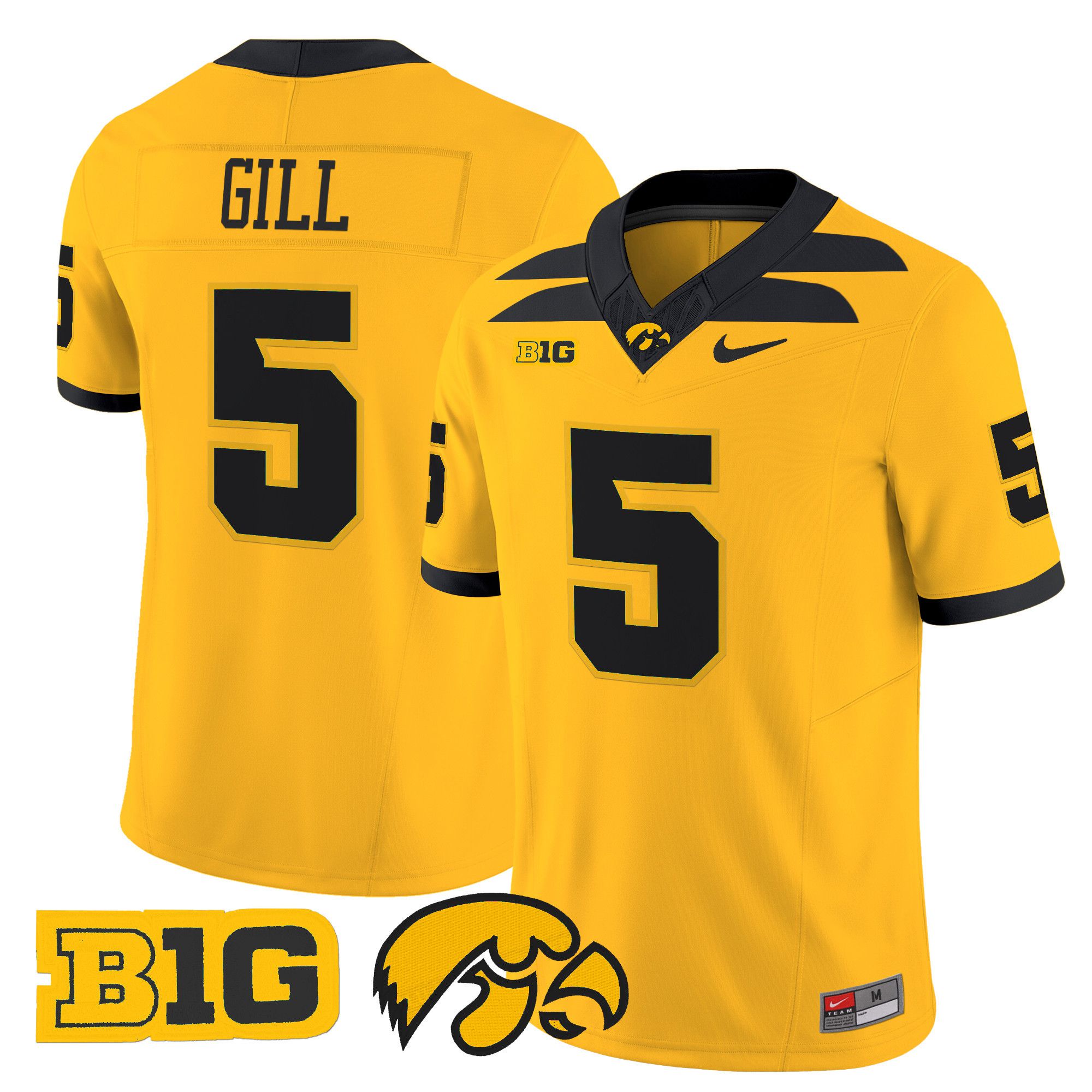 Men Iowa Hawkeyes #5 Gill Yellow Nike 2024 Vapor Limited NCAA Jersey style 1